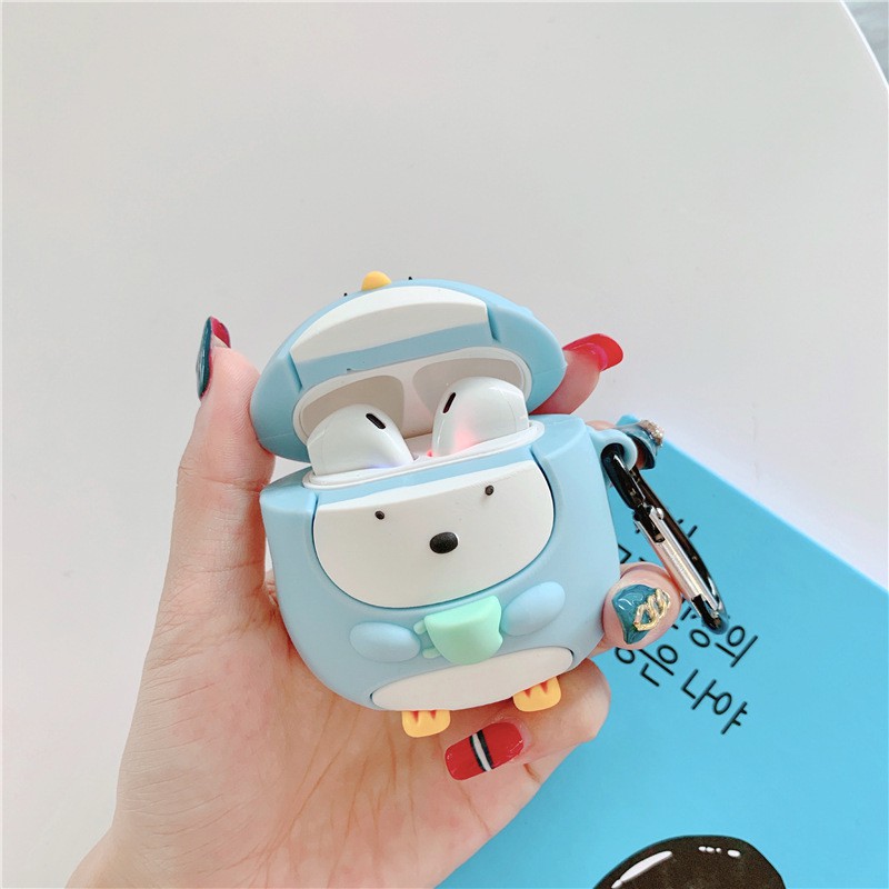 Case Airpod - Ốp Tai Nghe Hình Lovely Penguin -Chim Cánh Cụt Phù Hợp Với Airpods 1-2