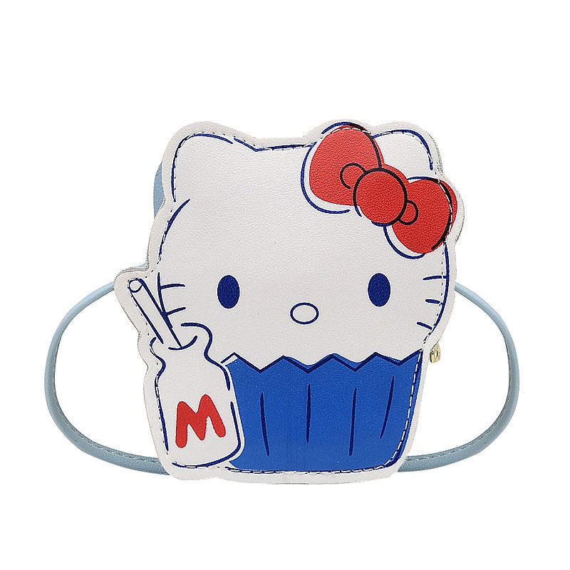 Túi đeo chéo hình mèo kitty chất liệu da PU khóa hình hoa siêu cute dễ thương cho bé gái từ 2 đến 6 tuổi