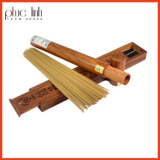 Nhang Trầm Thư Giãn Không Tăm Ống Gỗ_Tặng Phụ Kiện Hộp Gỗ Xông _20gr_Trầm Hương Phúc Linh, CAM KẾT KHÔNG HƯƠNG LIỆU.