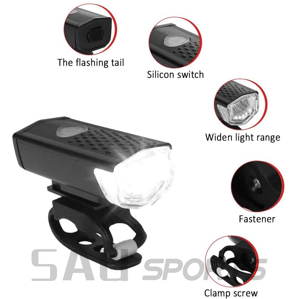 Đèn Xe đạp Thể Thao 2 TRONG MỘT BỘ USB Siêu Sáng Có Thể Sạc Lại Leo Núi Mặt đèn Pha Led Xe Máy