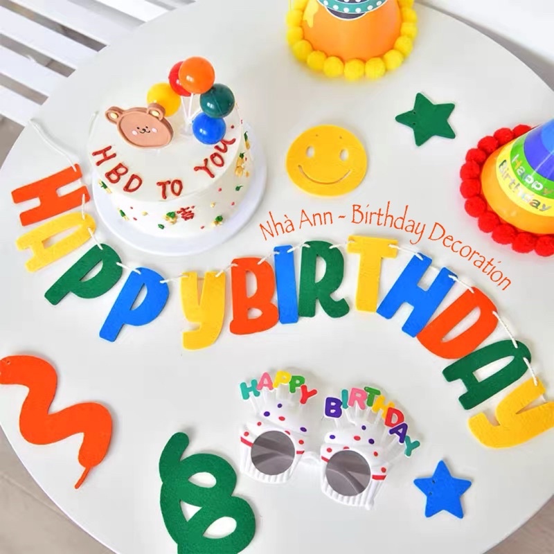 Set Cờ Trang Trí Sinh Nhật Phong Cách Hàn Quốc - Nhà Ann
