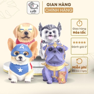 Tượng trang trí cún siêu anh hùng đáng yêu, tượng để bàn làm việc - LƯỜI DECOR