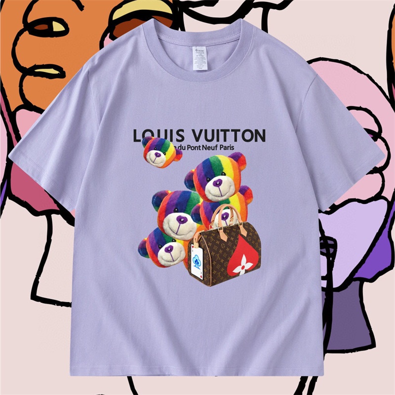 Áo Thun Tay Ngắn In Hình Gấu Màu Cầu Vồng Thời Trang Mùa Hè Thoải Mái