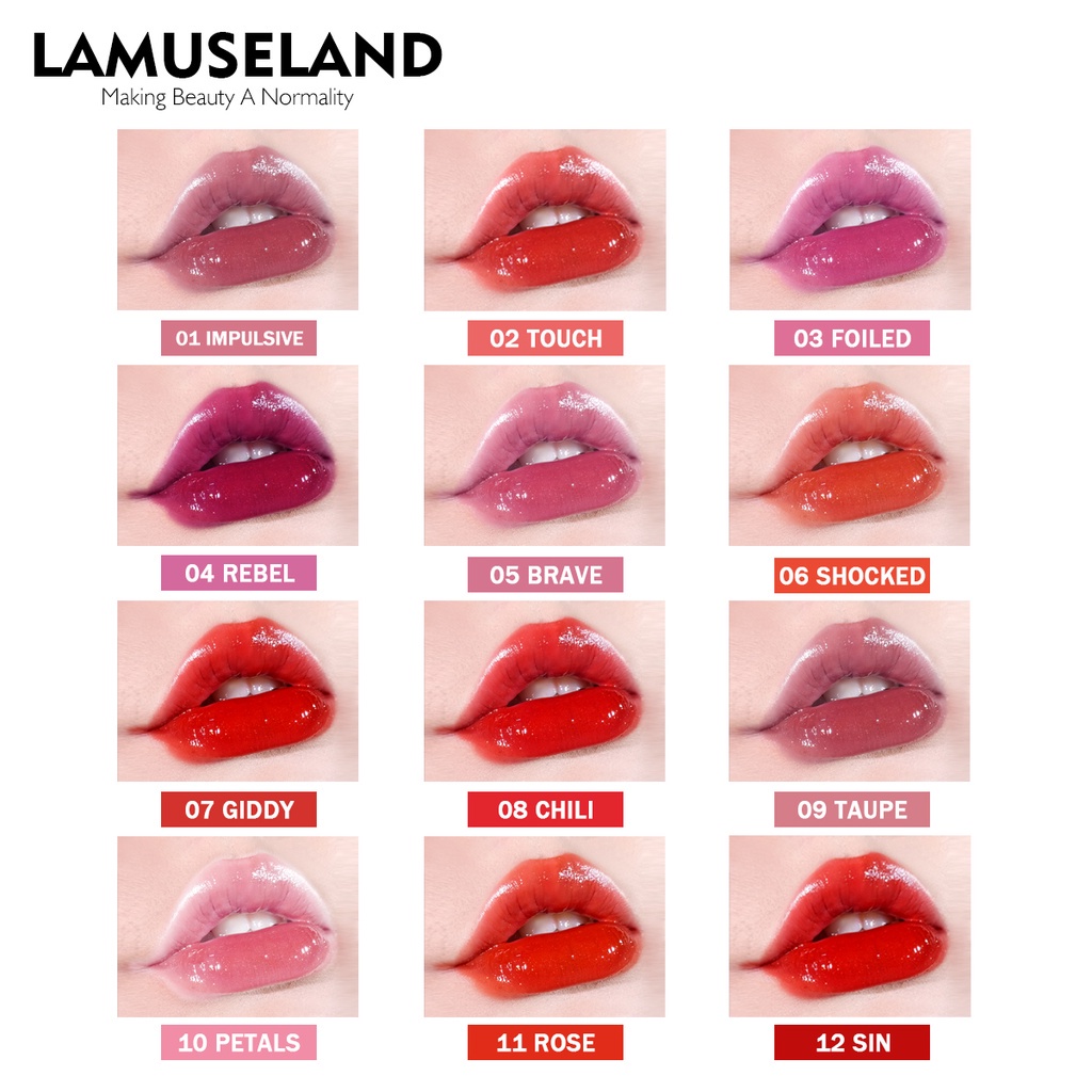Set 2 son Lamuseland LA0005+LK32L gồm son chống thấm nước lâu trôi + son dưỡng ẩm mật ong chống nứt nẻ 8g+9g