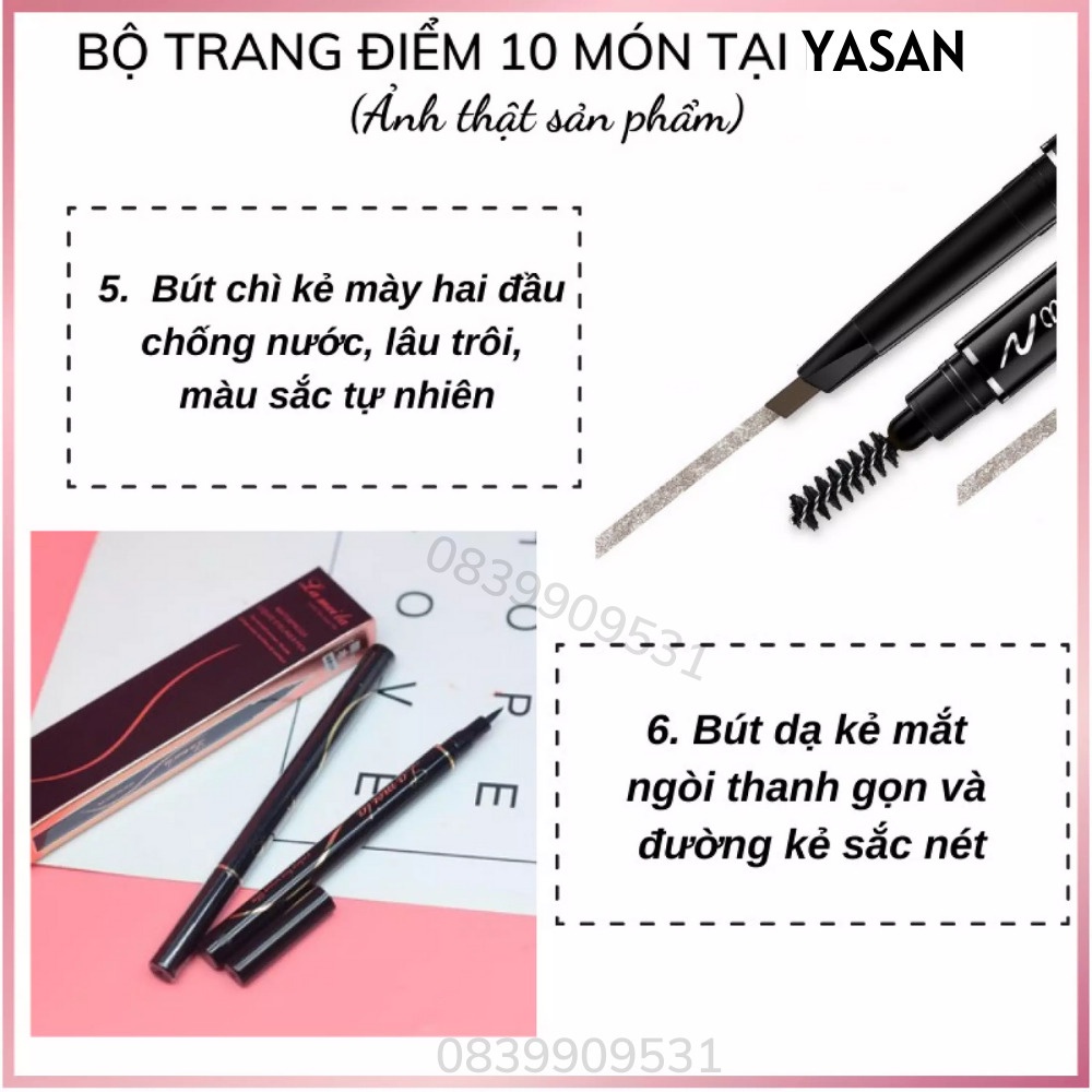 Bộ trang điểm chuyên nghiệp 10 món makeup cơ bản bảng màu thời thượng hottrend Yasan