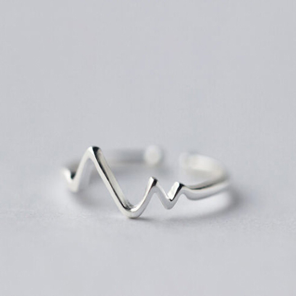 Nhẫn bạc dạng hở gợn sóng thiết kế dễ thương