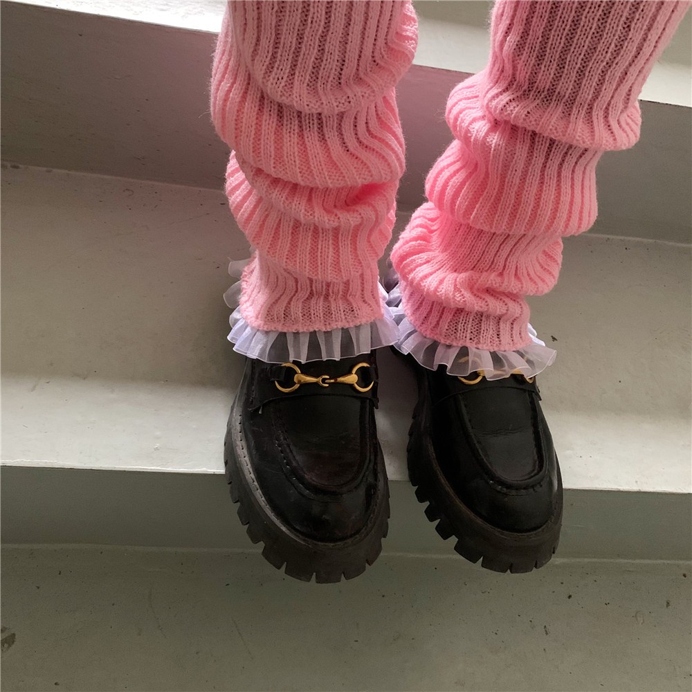 Vớ Ống Mềm Viền Ren Màu Hồng Phong Cách Harajuku Nhật Bản Harajuku Cho Nữ