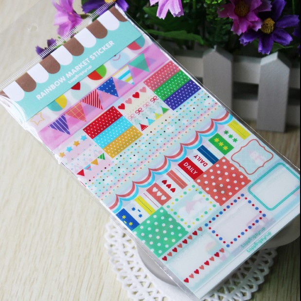 Set 6 tờ miếng dán ghi chú họa tiết hoạt hình để trang trí sổ tay