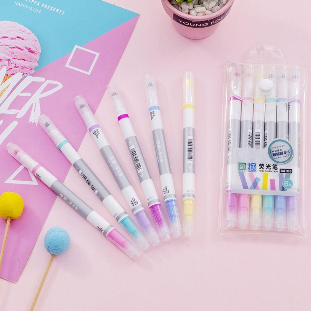 PISTA Set 6 Bút Đánh Dấu Hai Đầu Có Thể Xóa Được Nhiều Màu Sắc