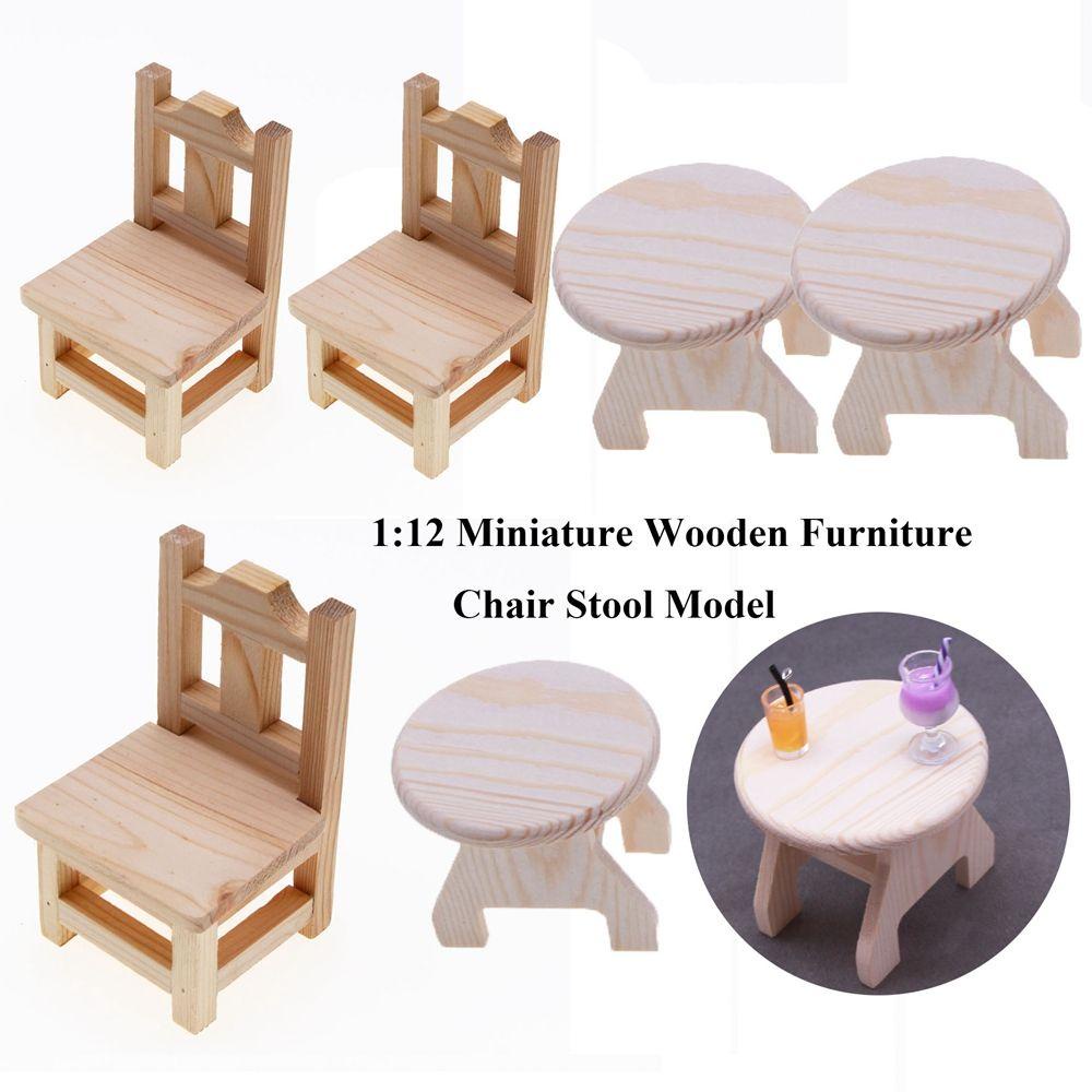 Bộ 2 Mô Hình Ghế Mini Tỉ Lệ 1: 12 Dùng Trang Trí Nhà Búp Bê