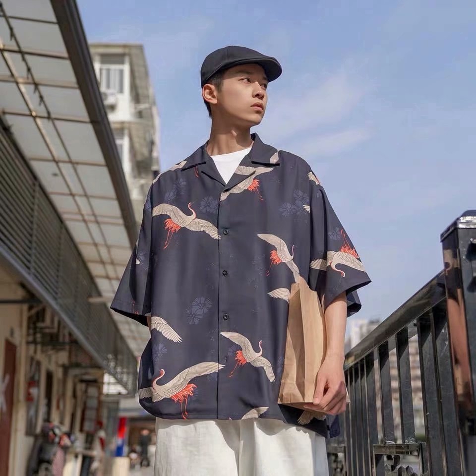 Áo sơ mi nam họa tiết chim thời trang độc đáo | BigBuy360 - bigbuy360.vn