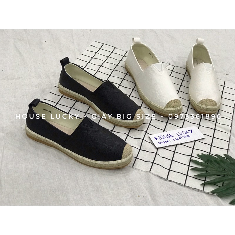 Giày slip on trơn phối đế cói BIG SIZE