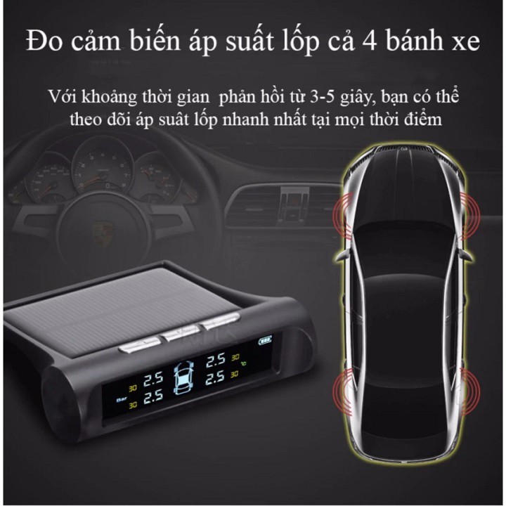 Máy đo áp suất lốp ô tô tự động cảnh báo nguy hiểm Tặng kèm bơm công suất lớn 280W