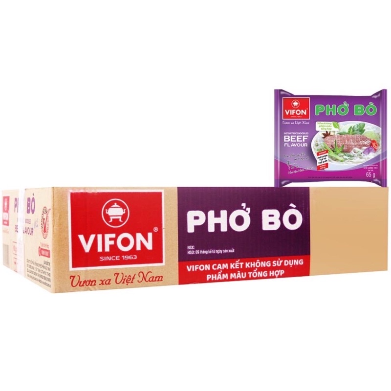 Thùng Phở bò - Gà/ Bún giò heo/Bánh đa cua/bò huế/bánh đa cua/ Bún riêu cua Vifon thùng 30gói /1thùng x 65g