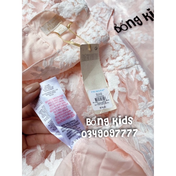 Váy Party Bé Gái Thêu Hoa Trắng Hồng PR