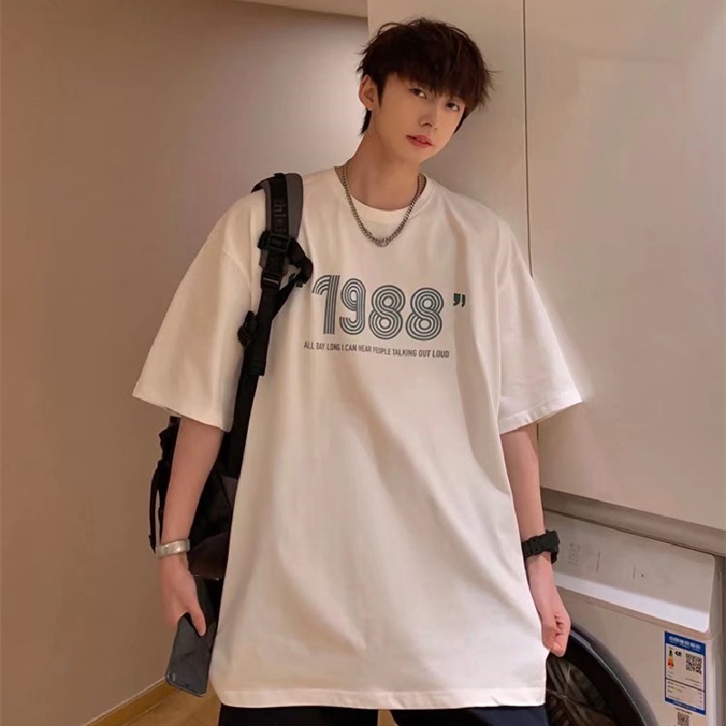 Áo Thun Nam Tay Ngắn Dáng Rộng In Chữ Size M-5XL Phong Cách Hip Hop