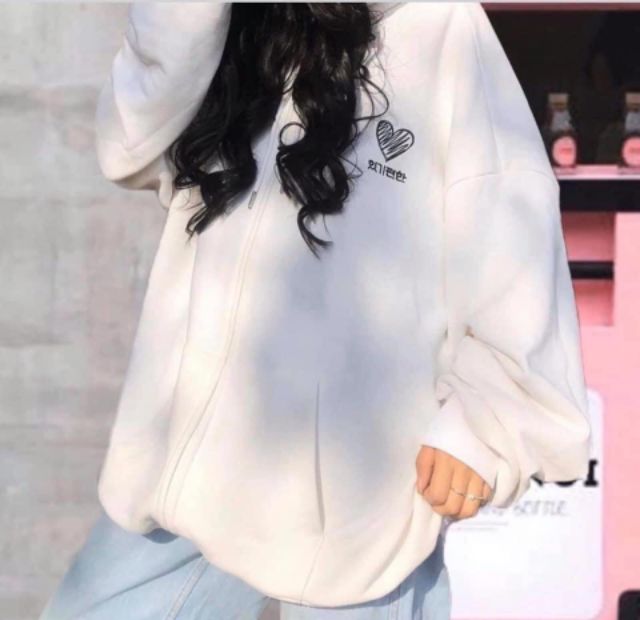 Áo Khoác Nỉ Bông Dây Kéo HEART Thêu Trái Tim Unisex (4 Màu)