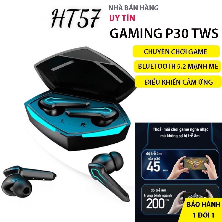 Tai Nghe Gaming Bluetooth P30 Tws ,Tai Nghe Chơi Game Không dây ,Có Mic, Độ Trễ Cực Thấp 0.0045s , Pin Cực trâu