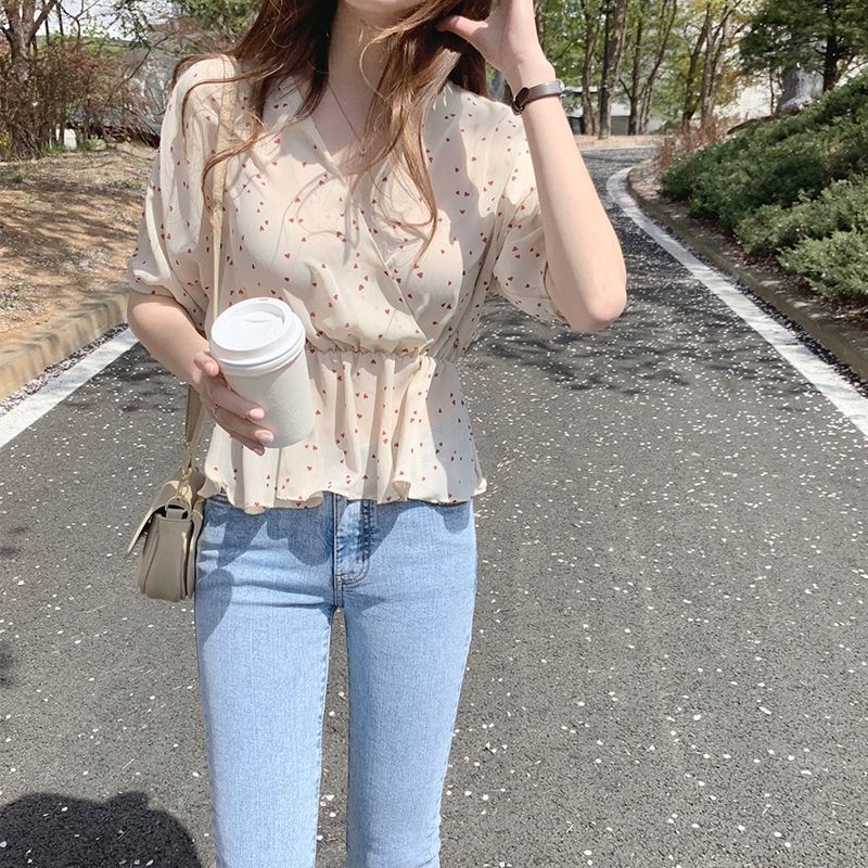 Áo Voan Ngắn Tay Xinh Xắn Theo Phong Cách Retro Hàn Quốc Dành Cho Nữ 222