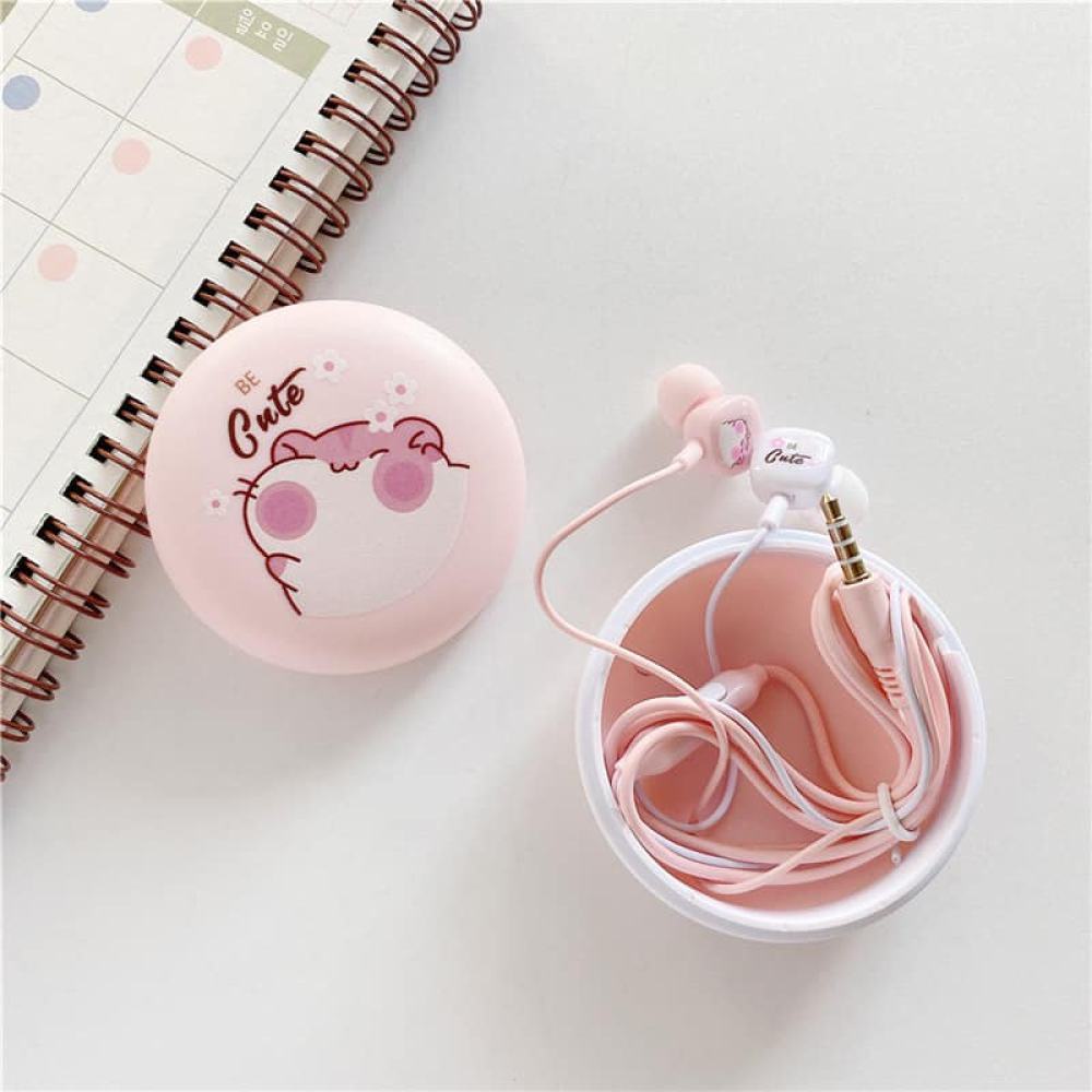 Tai Nghe Nhét Tai Giắc Cắm 3.5mm Kèm Mic Hình Chuột Hamster Dễ Thương