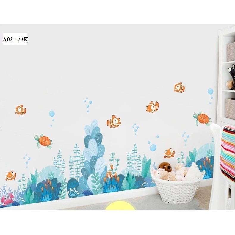 [Mã SKAMPUSHA7 giảm 8% tối đa 50K đơn 250K] Decal Cá Nemo A03 - Decal dán tường Hàn Quốc