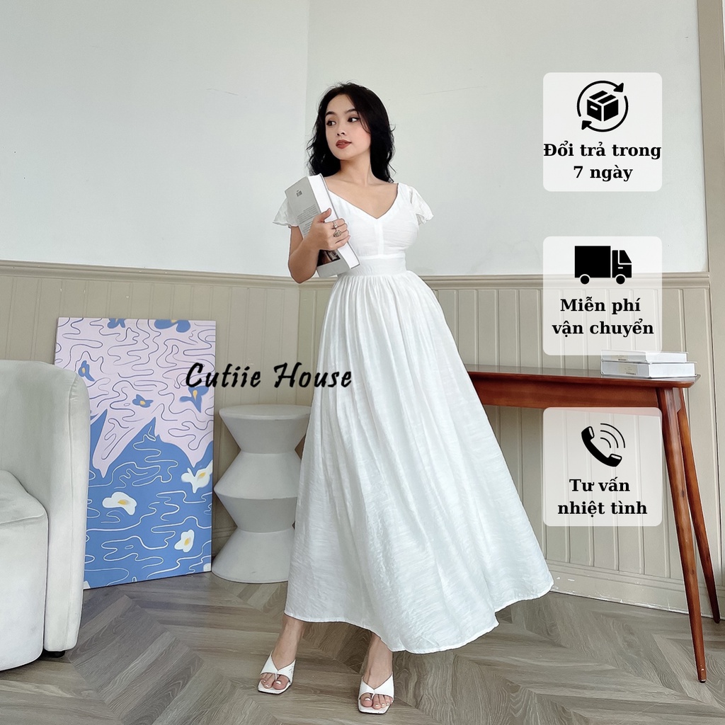 CÓ BIGSIZE - ĐẦM MAXI CỔ V TAY CÁNH TIÊN
