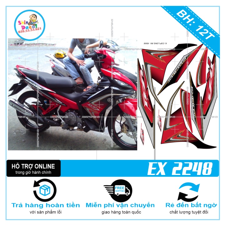 TEM RỜI EX 2011 ZIN ĐỎ ĐEN -- SHIN DECAL 2