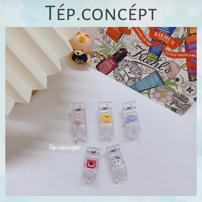 Kẹp tóc/ kẹp tóc càng cua hình thú tsum ( gấu dâu, donal, pooh…) 3 răng ( ảnh thật)