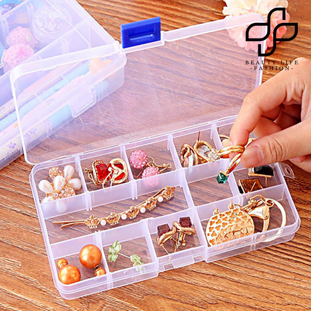 Hộp đựng đồ 10/ 15/ 24 ngăn bằng nhựa trong suốt đa năng dành cho trang sức mồi câu cá