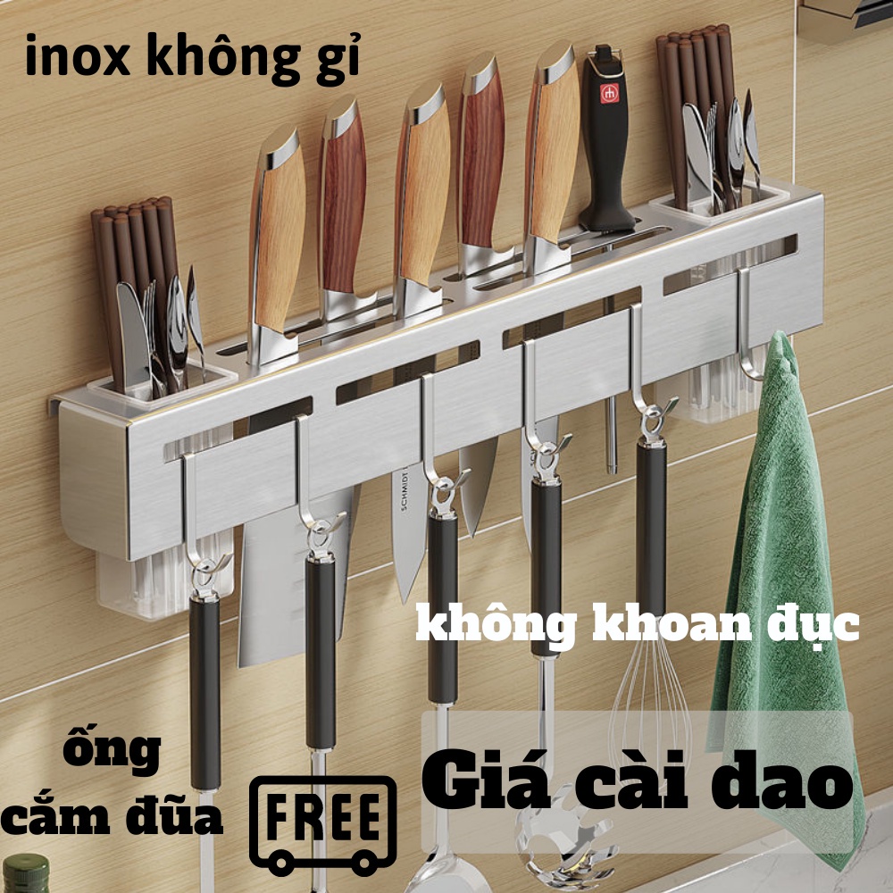 Giá Treo Kệ Treo Dao Kéo Thớt Nhà Bếp Dán Tường Gắn Tường Không Khoan Đục