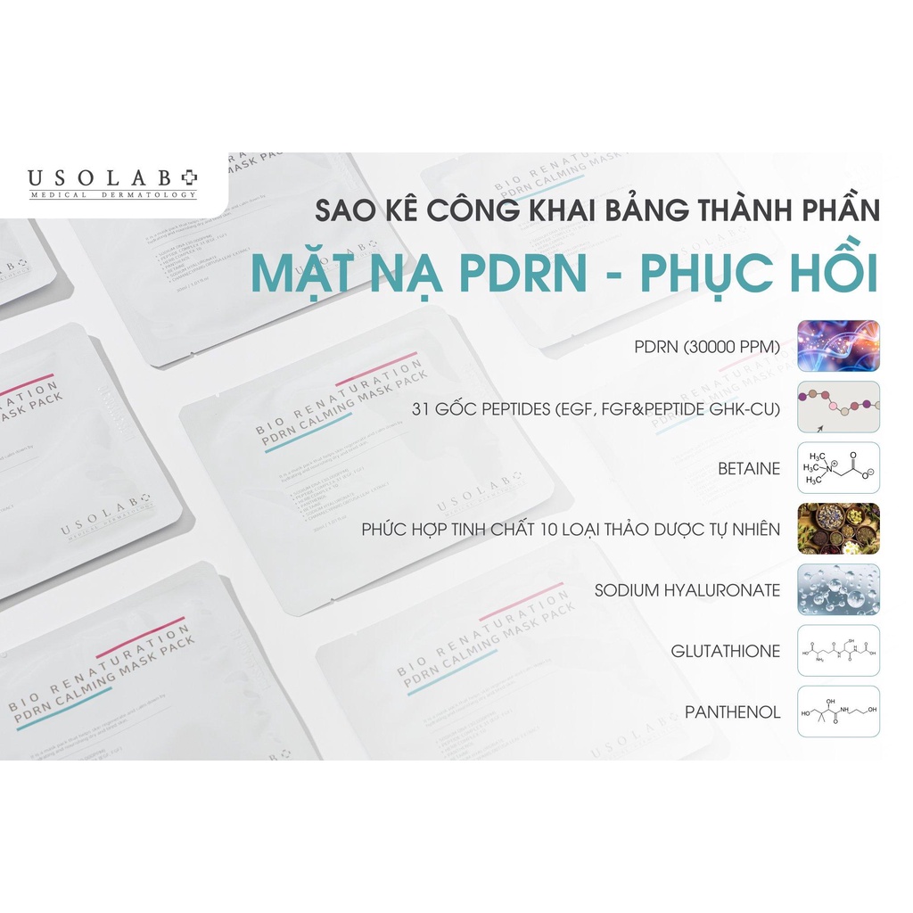 Mặt Nạ Tái Tạo Da USOLAB BIO RENATURATION PDRN CALMING MASK PACK
