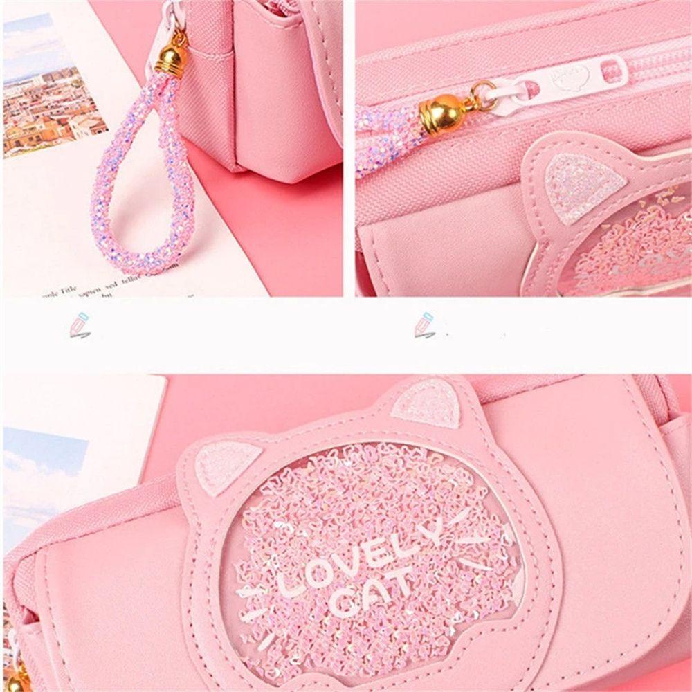 Túi Đựng Bút Họa Tiết Hoạt Hình Ba Tầng Sức Chứa Lớn Cho Bé Gái