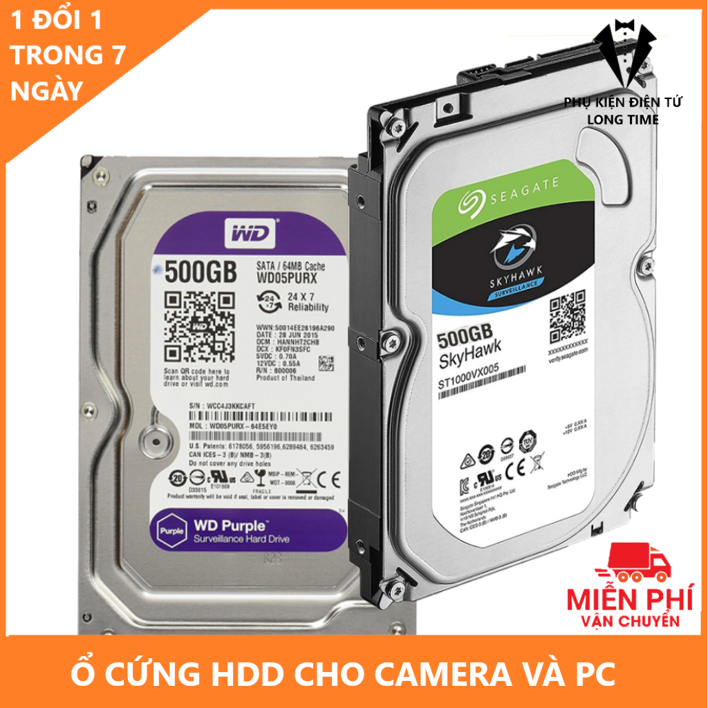 ổ cứng máy tính bàn 500gb dùng cho cả camera chính hãng bảo hành 3 năm