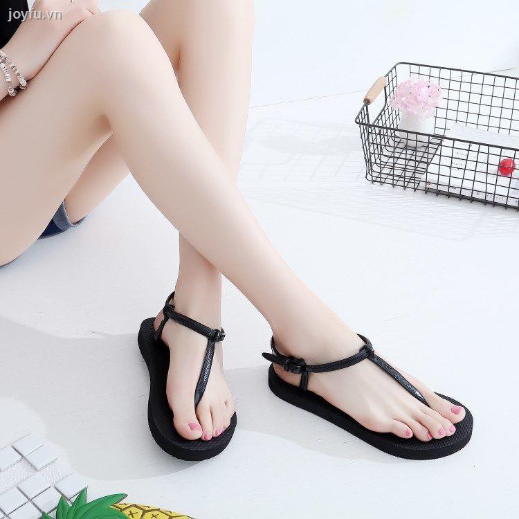 Sandals Women s summer flat-bottomed Korean version of the flip-flops student Roman beach shoes fashion simple flip-flop and slippers non-slip