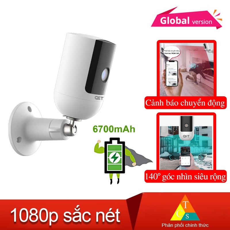 [Mã 267ELSALE hoàn 7% đơn 300K] Camera ip tích điện ngoài trời QCT 1080p quốc tế | BigBuy360 - bigbuy360.vn