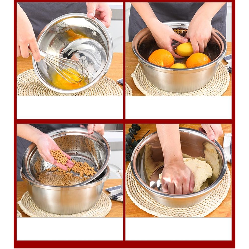 Bộ 5 thố bát tròn Inox đồ dùng phòng bếp đa năng mã- Kami 20019