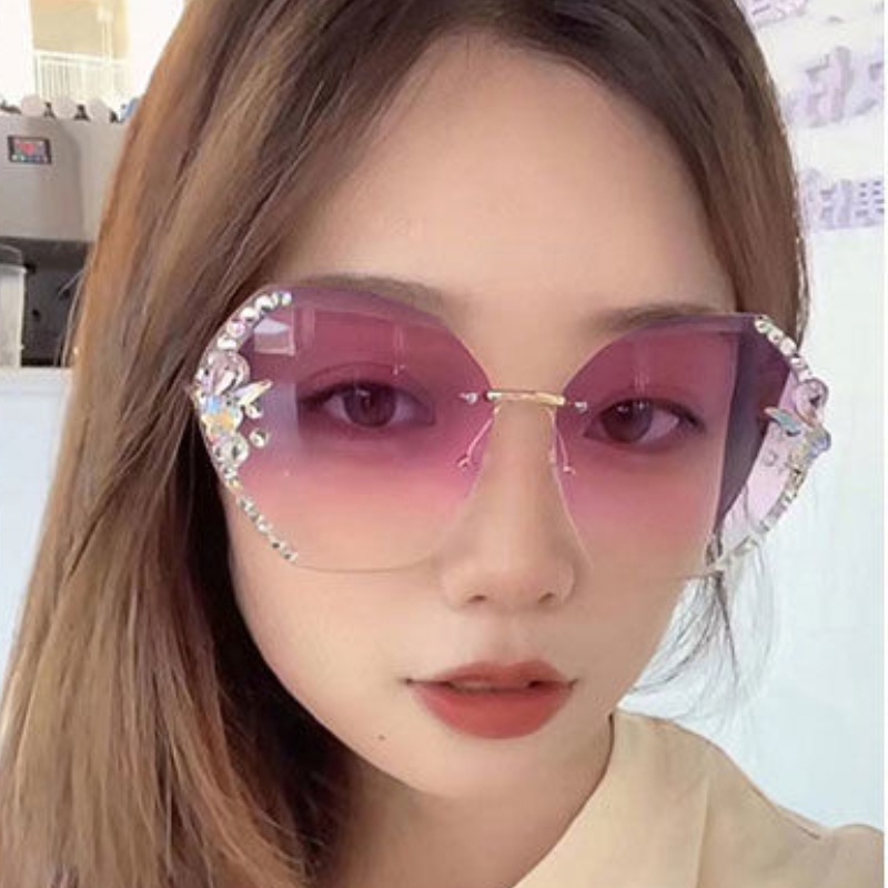 (JIUERBA) Kính Mát Không Gọng Nhiều Màu Sắc Gradient Thời Trang Hàn Quốc Cho Nữ