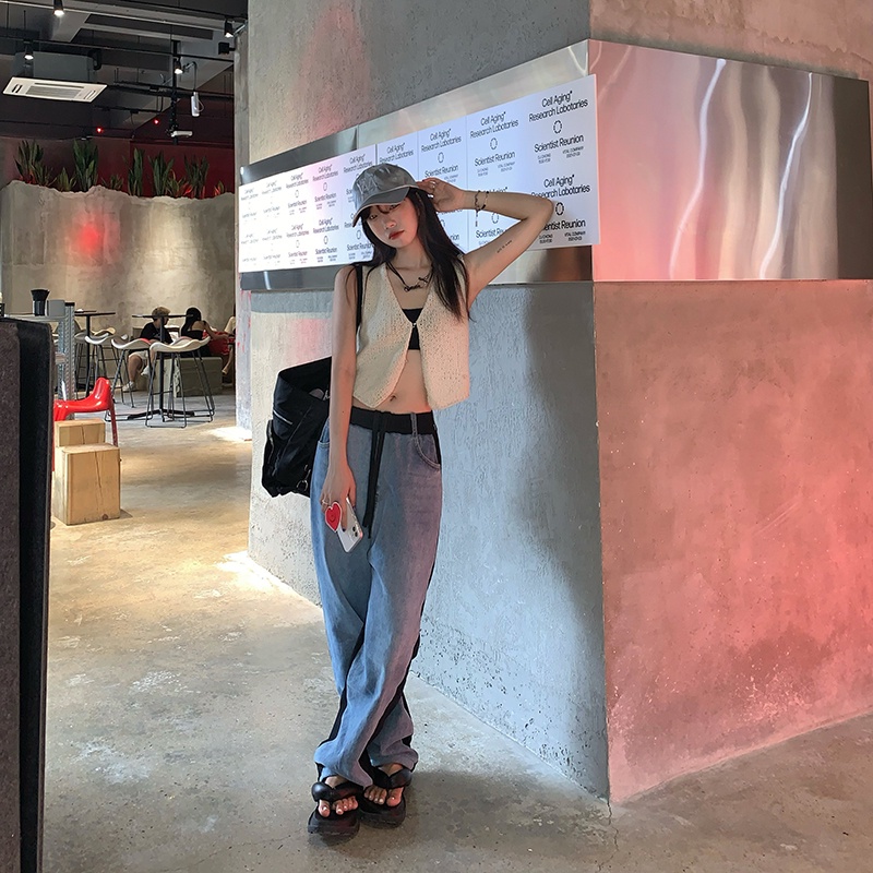 Áo Dệt Kim Sát Nách Cổ Chữ V Dáng Rộng Thời Trang Hàn Quốc Cho Nữ | BigBuy360 - bigbuy360.vn