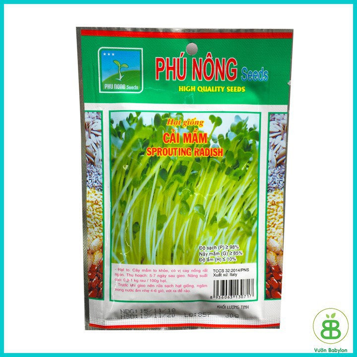 Hạt Giống Rau Mầm Cải Ngọt 30Gr Giàu Dinh Dưỡng