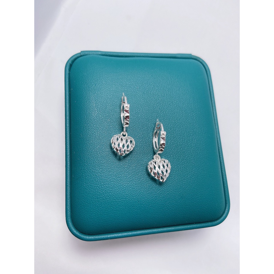Bông tai nữ bạc thật cao cấp Evasilver hình trái tim đan lưới, Khuyên tai chất liệu bạc ta sang trọng