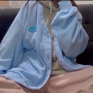Áo khoác cardigan xanh logo nhỏ