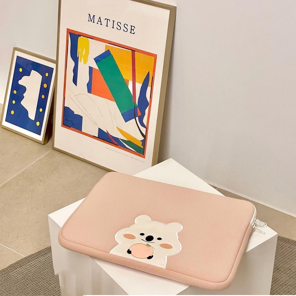 Túi đựng máy tính bảng iPad Pro 11/12.9/13/15 inch trang trí hình gấu phong cách Hàn Quốc xinh xắn