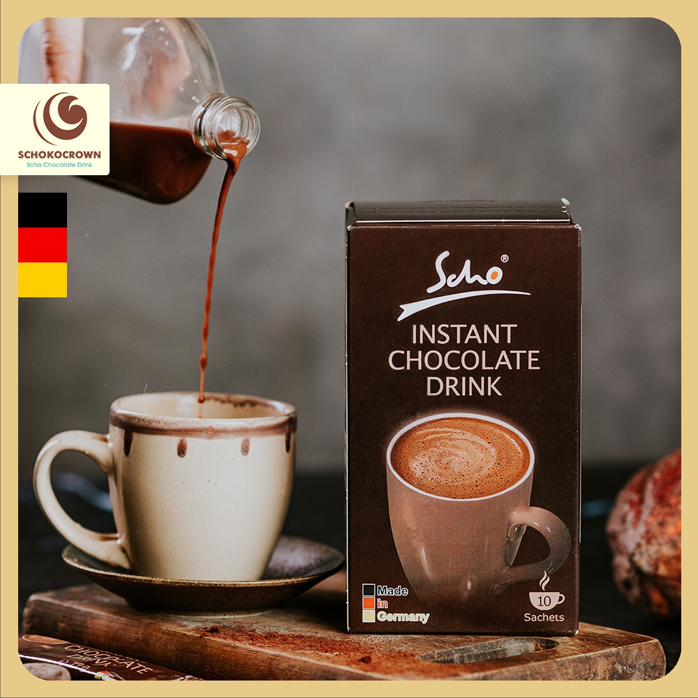 Bột Cacao dinh dưỡng Scho - Scho Dark Drip hộp 10 gói x 27g - Hàm lượng Cacao nguyên chất cao, hương vị đậm