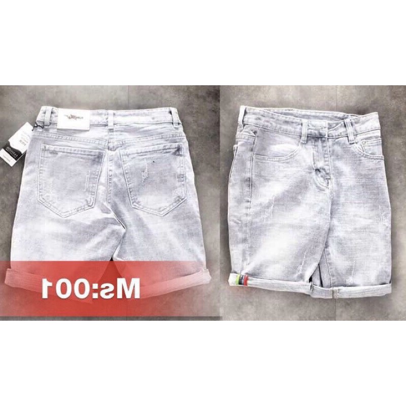 Quần Short Jean Nam Cao Cấp Hai Màu Trắng Đen