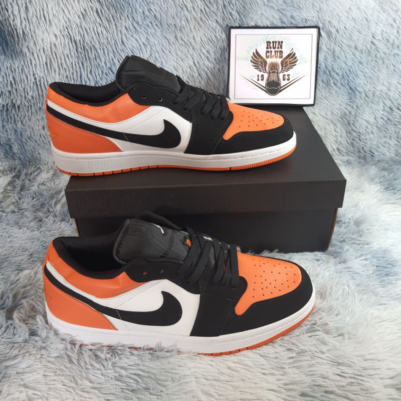 giầy thể thao Air Jordan 1 low cổ thấp cam thời trang x ! . .