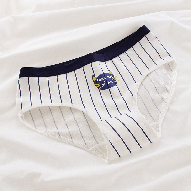 Quần lót nữ cotton viền xanh họa tiết dễ thương