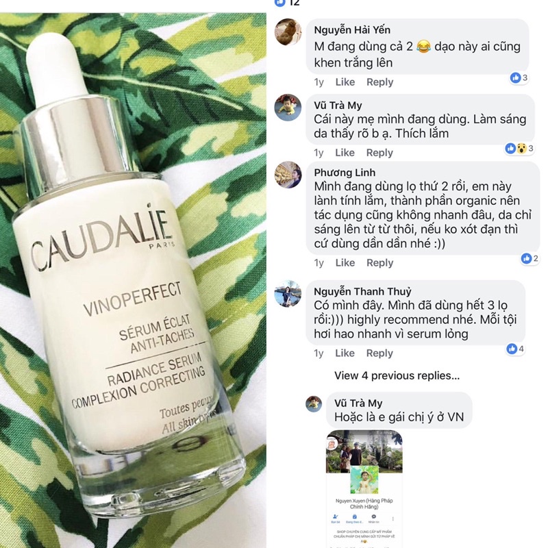 Serum Caudalie vinoperfect chống lão hoá, đều màu da