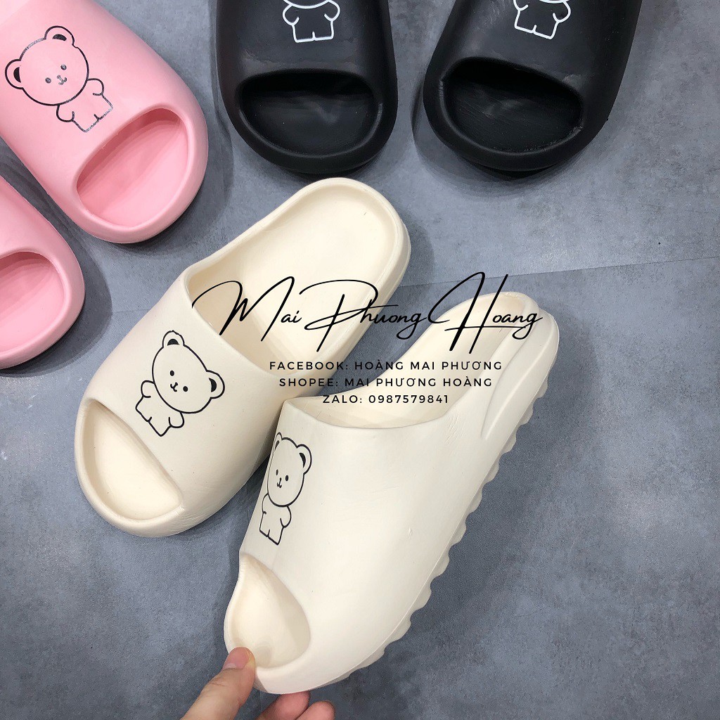 Dép bánh mì gấu dép quai ngang in hình gấu BEAR siêu xinh cute M02