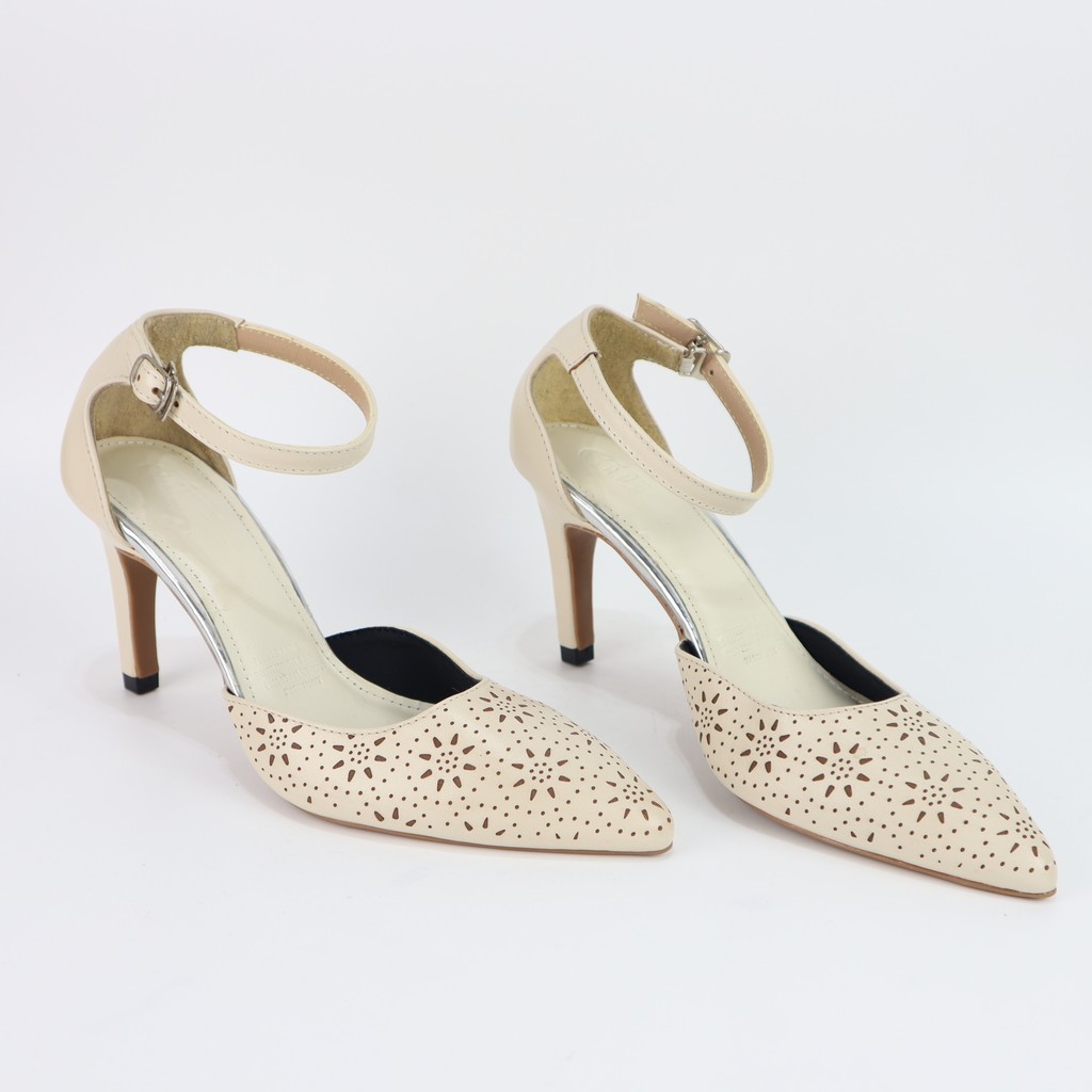 Giày sandal cao gót mũi tròn quai ngang phối màu cơ bản bắt mắt gót trụ cao 4cm đi học đi làm Cillie1133