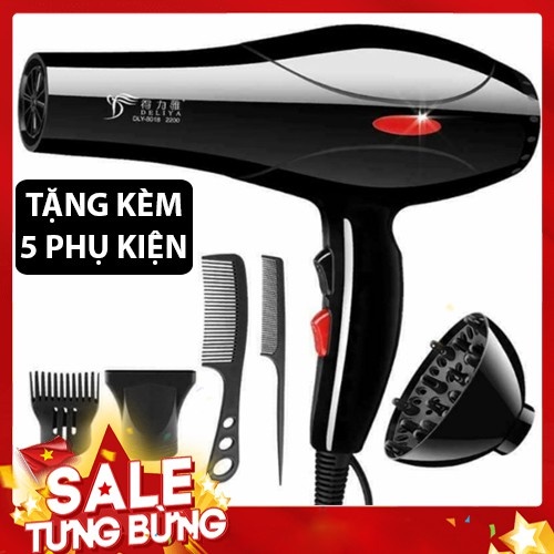Máy sấy tóc mini 2 chiều nóng công suất lớn deliya 2200W tạo kiểu tặng kèm 5 phụ kiện